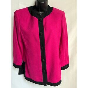 Linda Allard Ellen Tracy 100% Wool Magenta Pink Blazer Formal 6 Petite Retro